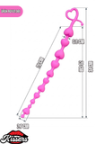 Long Sweety Kalp Şekilli Silikon Anal Plug 34 cm Pembe Kademeli Boğumlu Tasarım