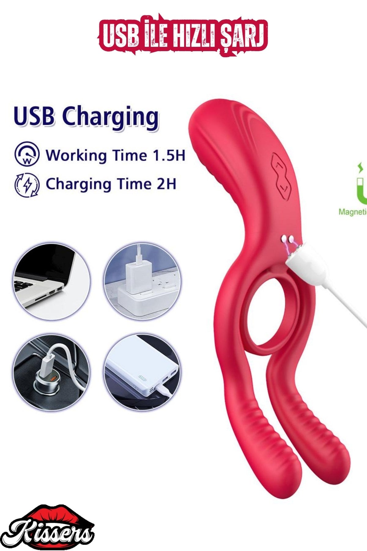 Şarjlı Uzaktan Kumandalı Klitoris Uyarıcı Vibratör Perine Uyarıcı Penis Halkası Kırmızı Vibratör