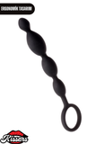 A-Toys Silikon Zincir Anal Plug 19,5 cm Siyah Boğumlu Tutamaçlı Tasarım