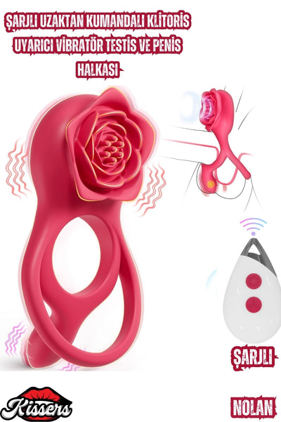 Cinsel Oyuncak Şarjlı Uzaktan Kumandalı Klitoris Uyarıcı Vibratör Testis ve Penis Halkası