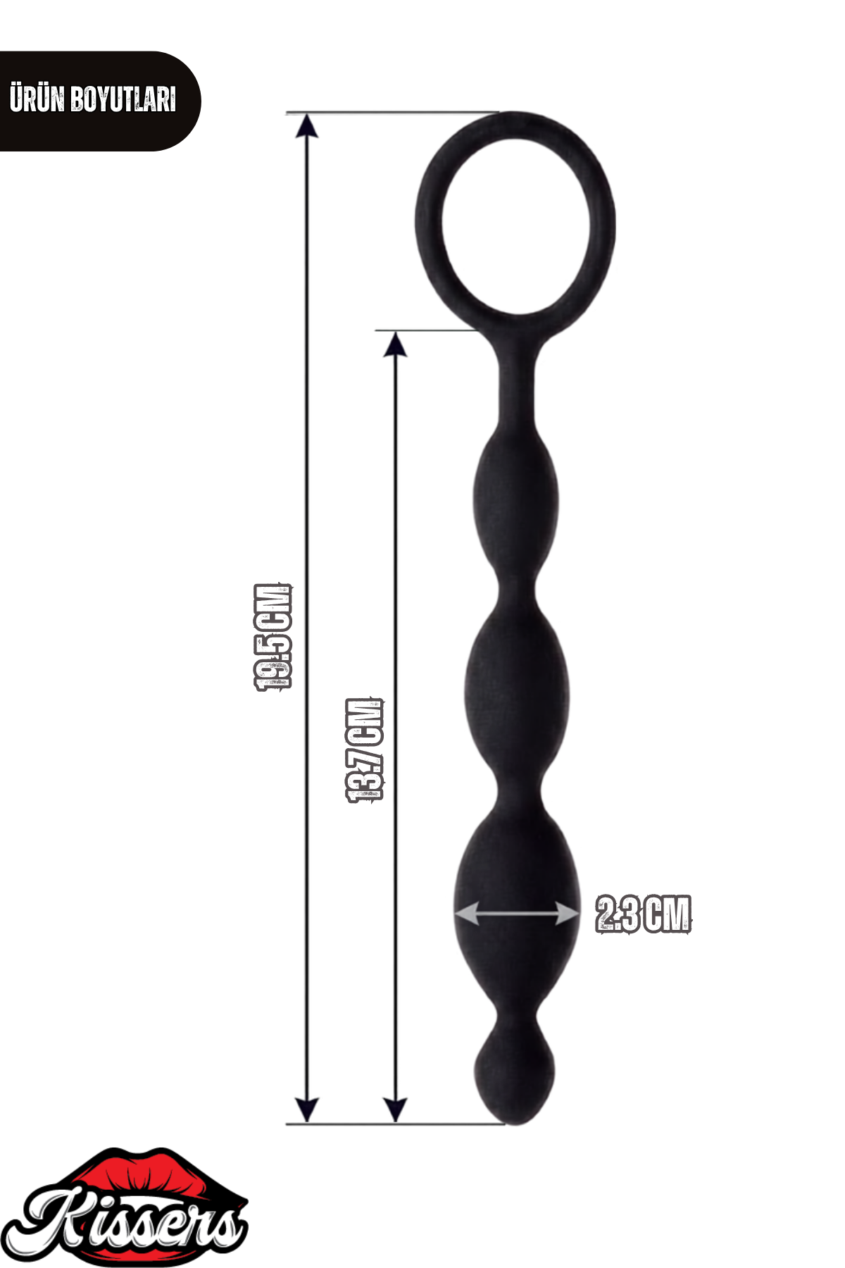 A-Toys Silikon Zincir Anal Plug 19,5 cm Siyah Boğumlu Tutamaçlı Tasarım