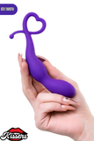 Wlap Kavisli Esnek Silikon Anal Plug 16 cm Mor Kalp Tabanlı Medikal Silikon