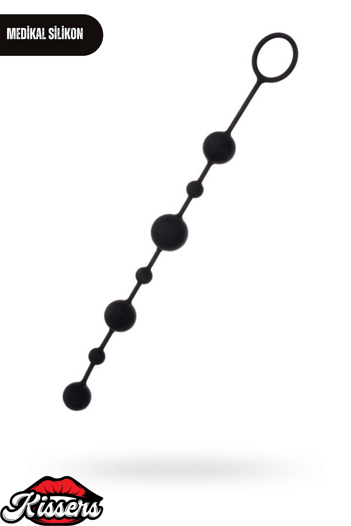 A-Toys Silikon Zincir Anal Plug 35,9 cm Siyah 7 Toplu Boğumlu Tasarım