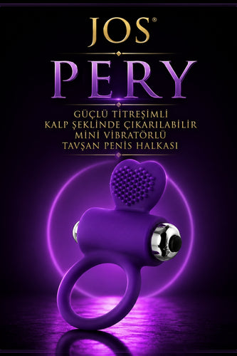 Jos Pery Güçlü Titreşimli Kalp Şeklinde Çıkarılabilir Mini Vibratörlü Tavşan Penis Halkası