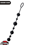 A-Toys Silikon Zincir Anal Plug 35,9 cm Siyah 7 Toplu Boğumlu Tasarım