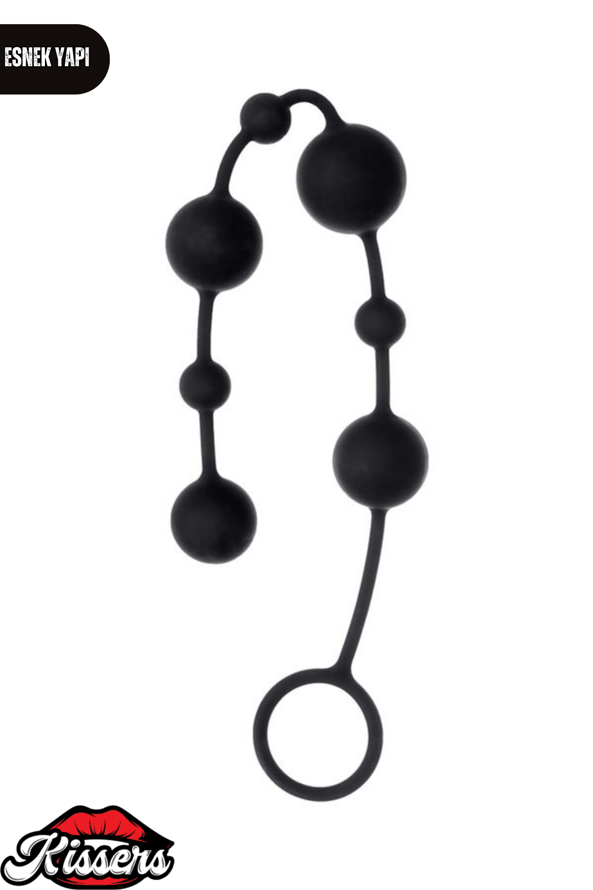 A-Toys Silikon Zincir Anal Plug 35,9 cm Siyah 7 Toplu Boğumlu Tasarım