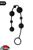 A-Toys Silikon Zincir Anal Plug 35,9 cm Siyah 7 Toplu Boğumlu Tasarım