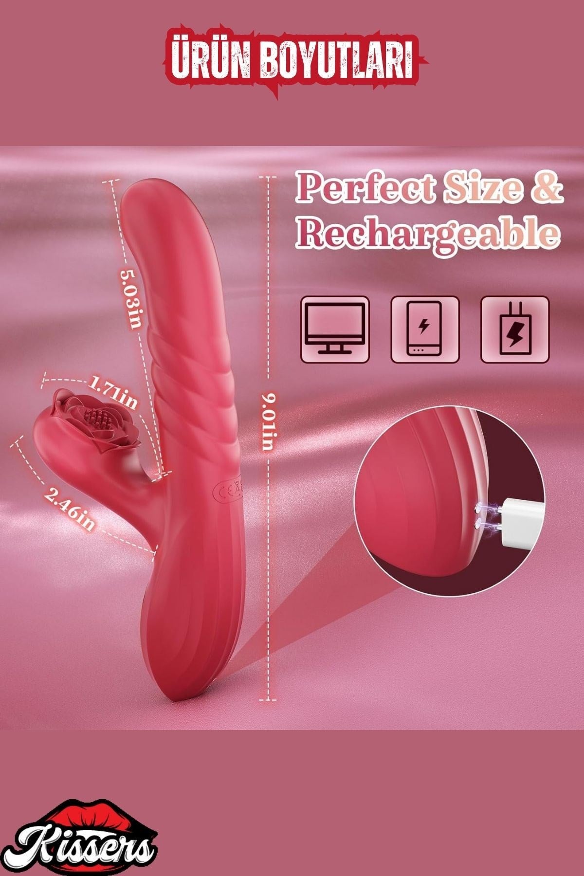 Yeni Nesil İleri Geri Hareketli Titreşimli 2 in 1 Klitoris G Nokta Uyarıcı Penis Vibratör 21 Cm