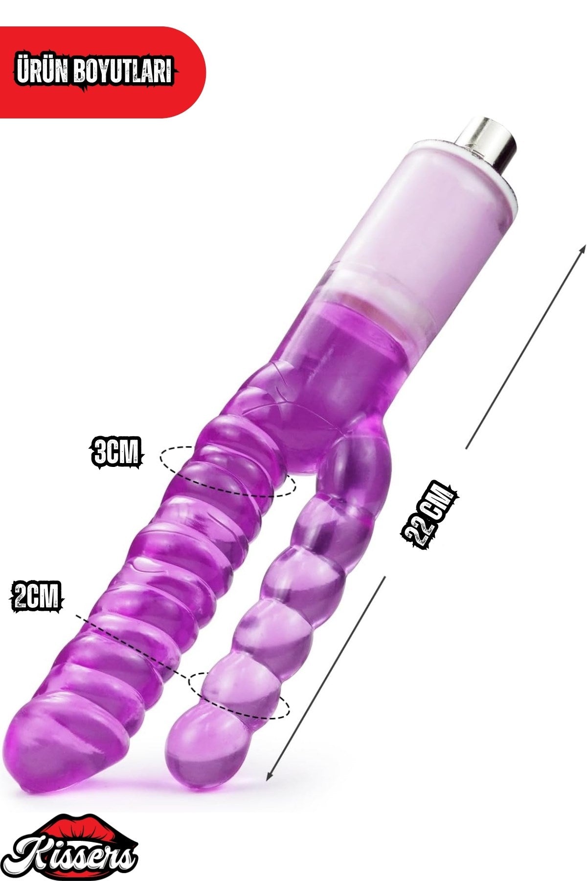 Sex Makinesi İçin 3XRL Uyumlu Çift Başlı G Nokta Uyarıcılı Mor Anal Dildo Başlık