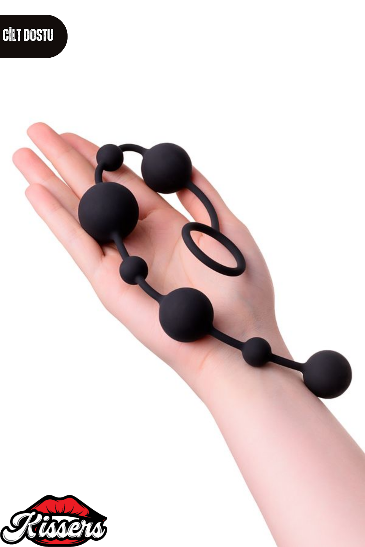 A-Toys Silikon Zincir Anal Plug 35,9 cm Siyah 7 Toplu Boğumlu Tasarım