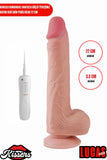 Kablolu Kumandalı Vantuzlu Güçlü Titreşimli Kayar Deri Skin Penis Dildo 22 cm