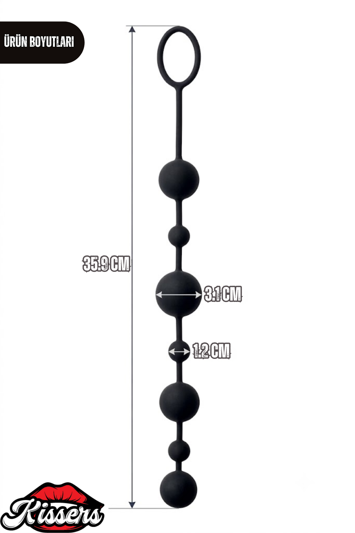 A-Toys Silikon Zincir Anal Plug 35,9 cm Siyah 7 Toplu Boğumlu Tasarım