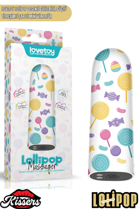 Lovetoy Lolipop Desenli Şarjlı Mini Vibratör Giyilebilir Güçlü Titreşimli Su Geçirmez Masaj Cihazı