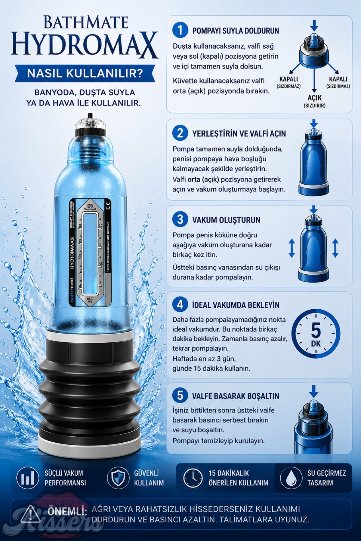 Bathmate Etkili Ultra Güçlü Hidroponik Hydromax 7 Penis Pompası