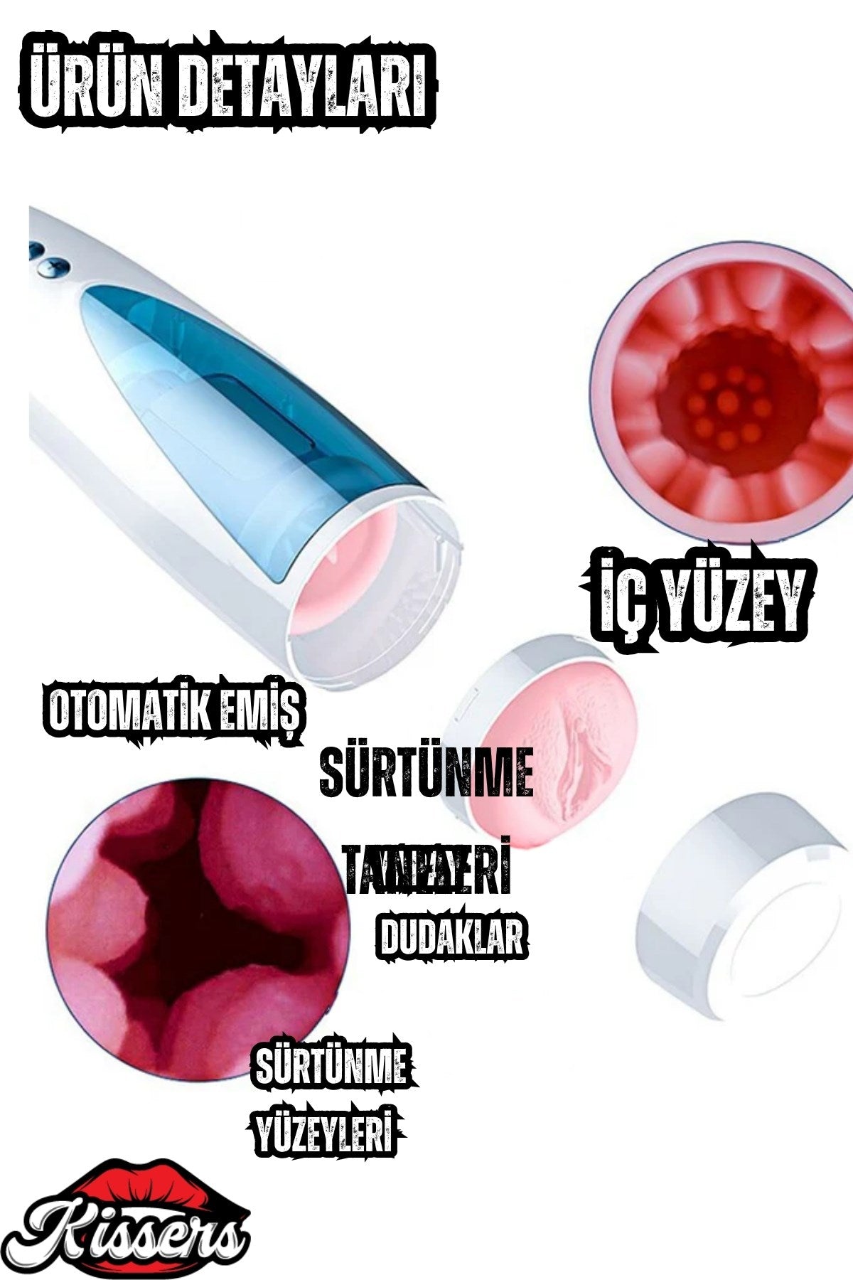 İleri Geri Hareketli Kulaklı İnleme Sesli Rotasyonlu Vajina Girişli Şarjlı Tam Otomatik Mastürbatör