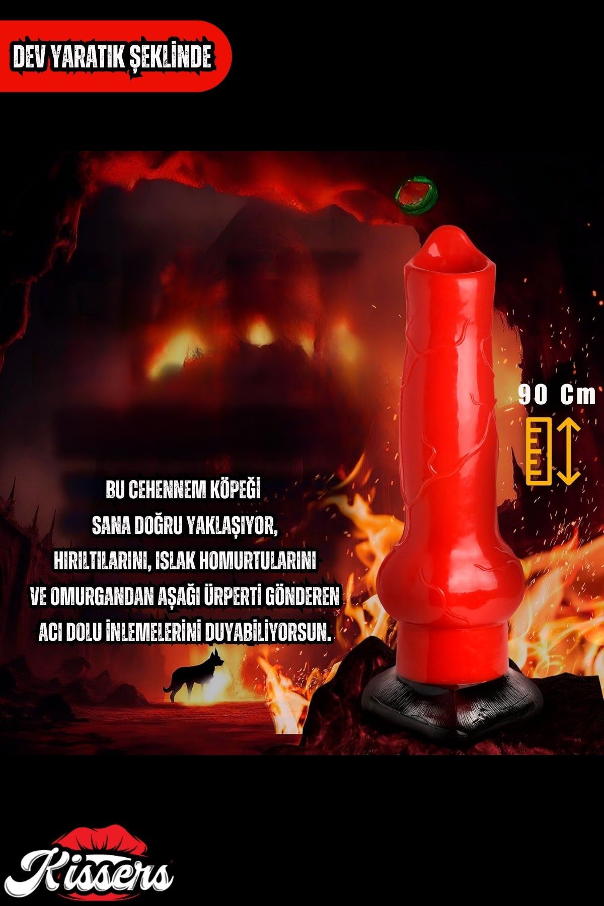 Ultra Gerçekçi Büyük Boy Realistik Kalın Monster Cerbarus Kırmızı Dildo Penis 20 cm