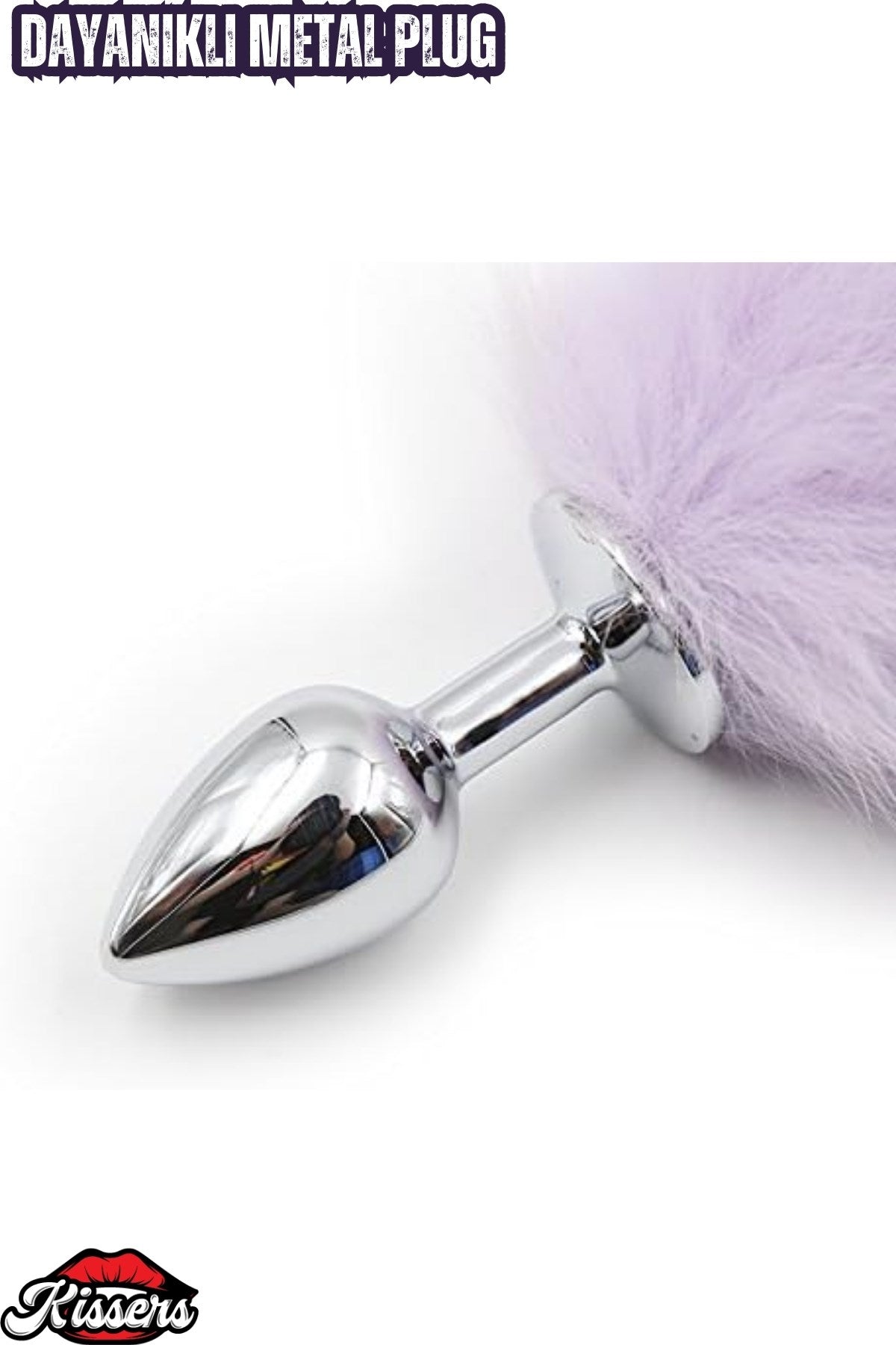 Paslanmaz Çelik Mor Uzun Kedi Kuyruklu Pürüzsüz Silver Fox Tail Metal Anal Butt Plug