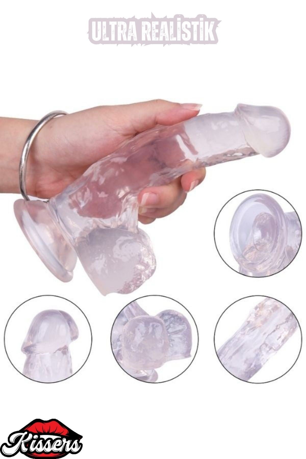 Ultra Realistik Damarlı Bükülebilir Vantuzlanabilir Jel Dokusunda Beyaz Dildo Penis 18 Cm