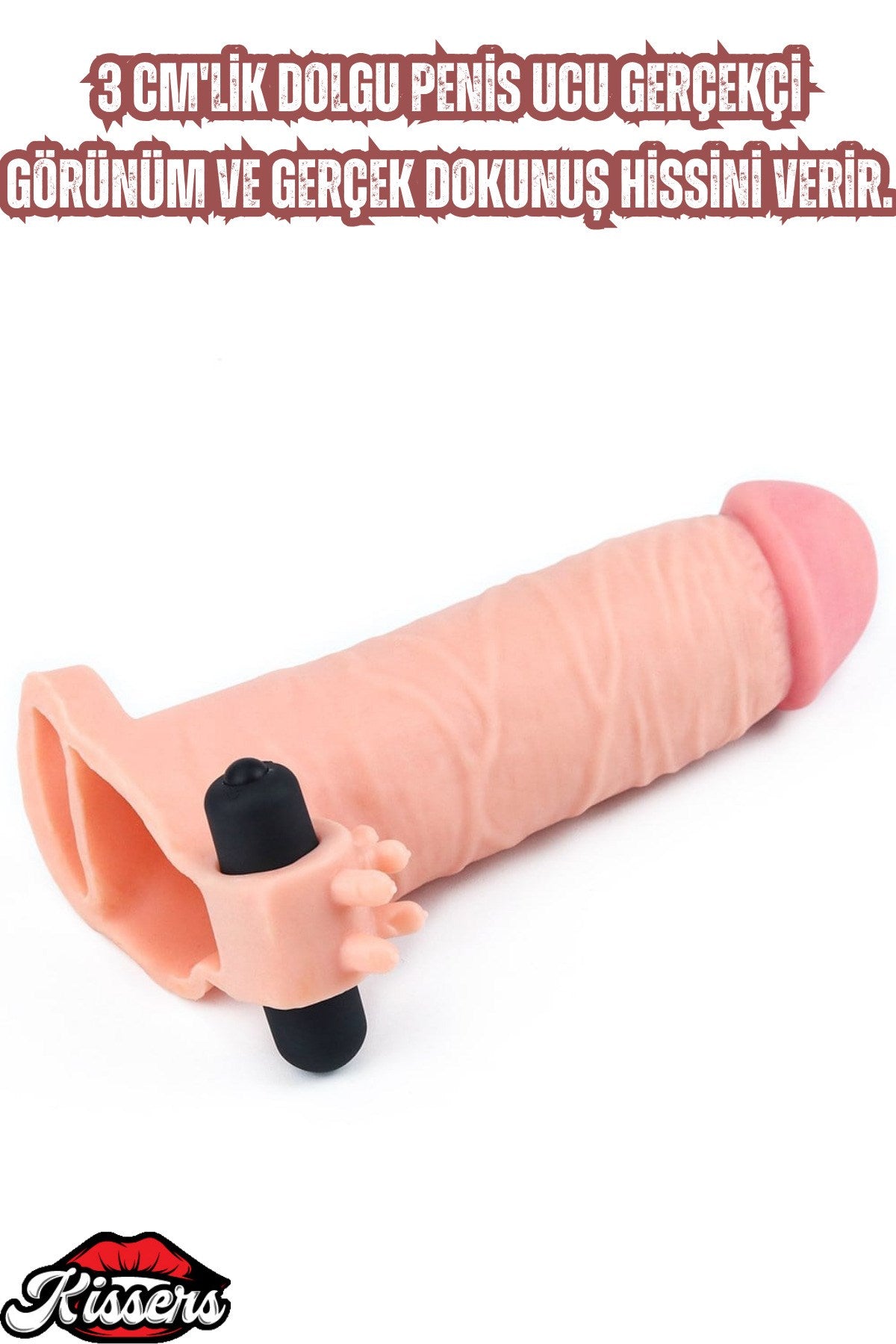 3 CM Dolgulu 17 CM Uzunluk Realistik Titreşimli Testisli Penis Kılıfı