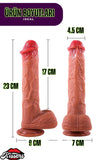 Ultra Yumuşak Damarlı Doku Çift Katmanlı Silikon Gerçekçi Testisli Beyaz Ten Dildo Penis 23 Cm Oscar