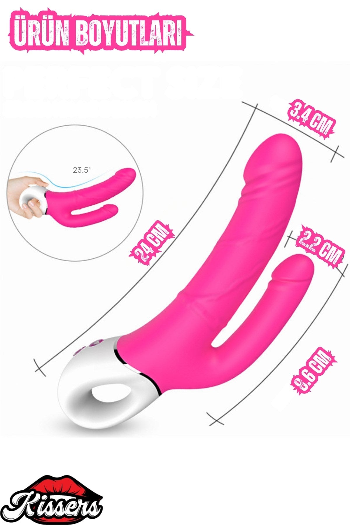 Tutma Aparatlı Çift Taraflı Anal ve G Nokta Uyarıcı 2'si 1 Arada Yumuşak Yapay Penis Çatal Vibratör