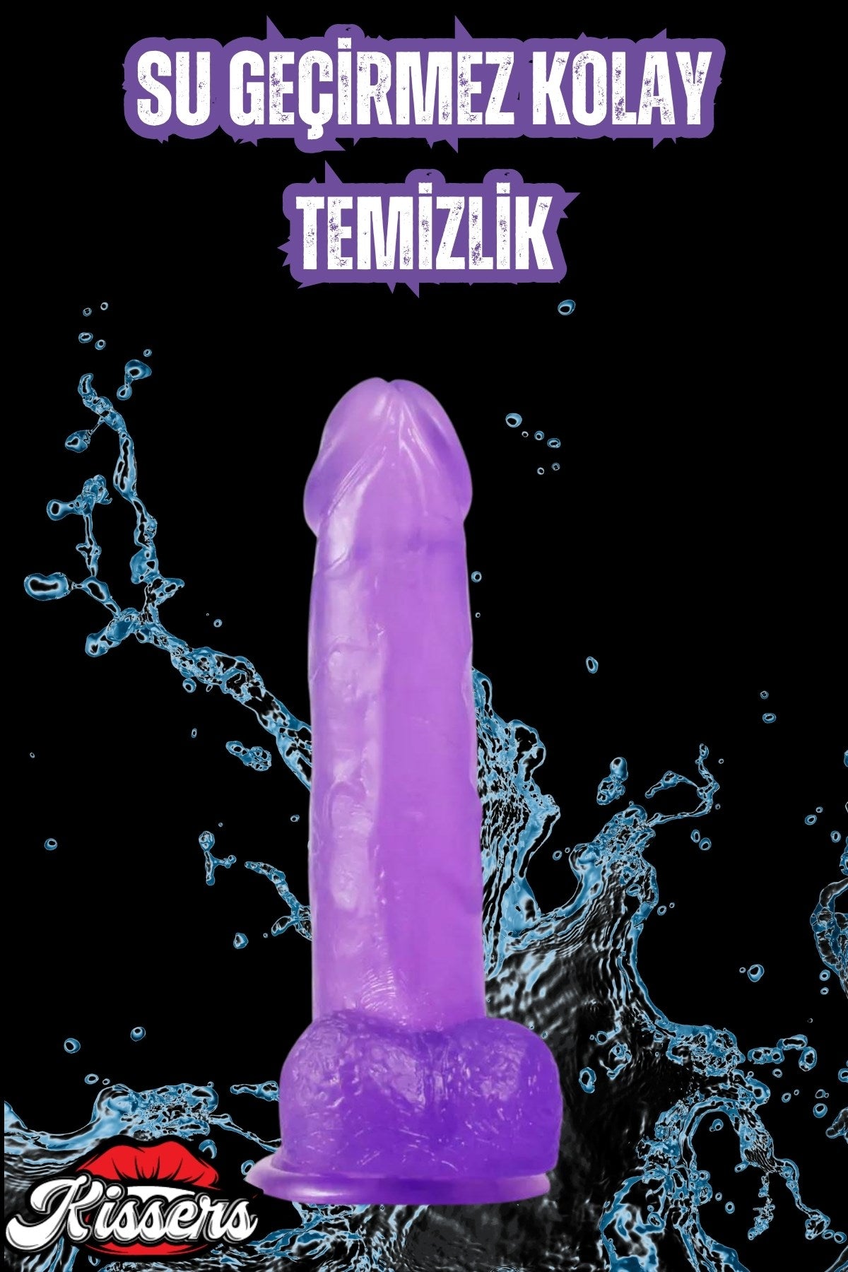 Cinsel Oyuncak Mor Renk Vantuzlanabilir Jel Dokusunda Ultra Yumuşak Realistik Penis Dildo 20.3 Cm