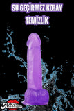 Cinsel Oyuncak Mor Renk Vantuzlanabilir Jel Dokusunda Ultra Yumuşak Realistik Penis Dildo 20.3 Cm