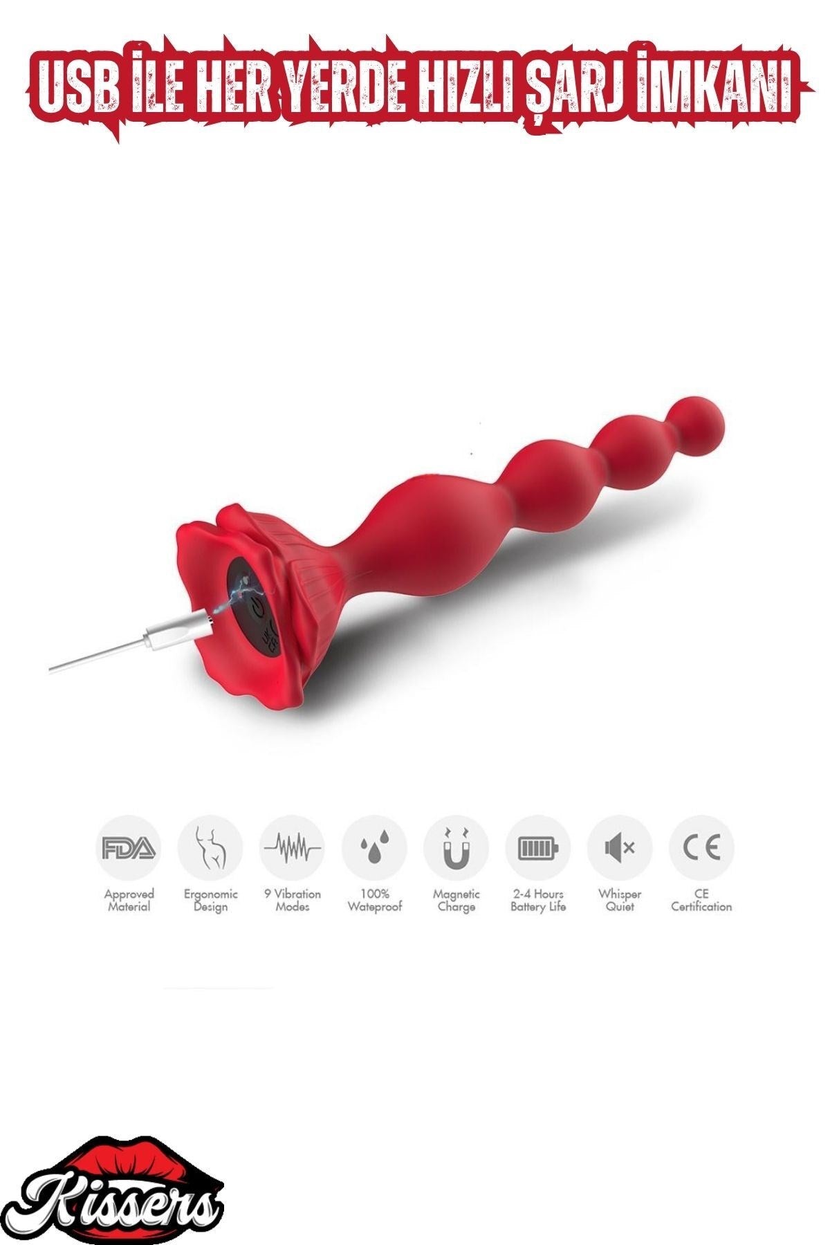 Şarjlı Sıvı Geçirmez Bükülebilir Güçlü Titreşimli Boğumlu G Nokta Uyarıcı Ve Anal Vibratör