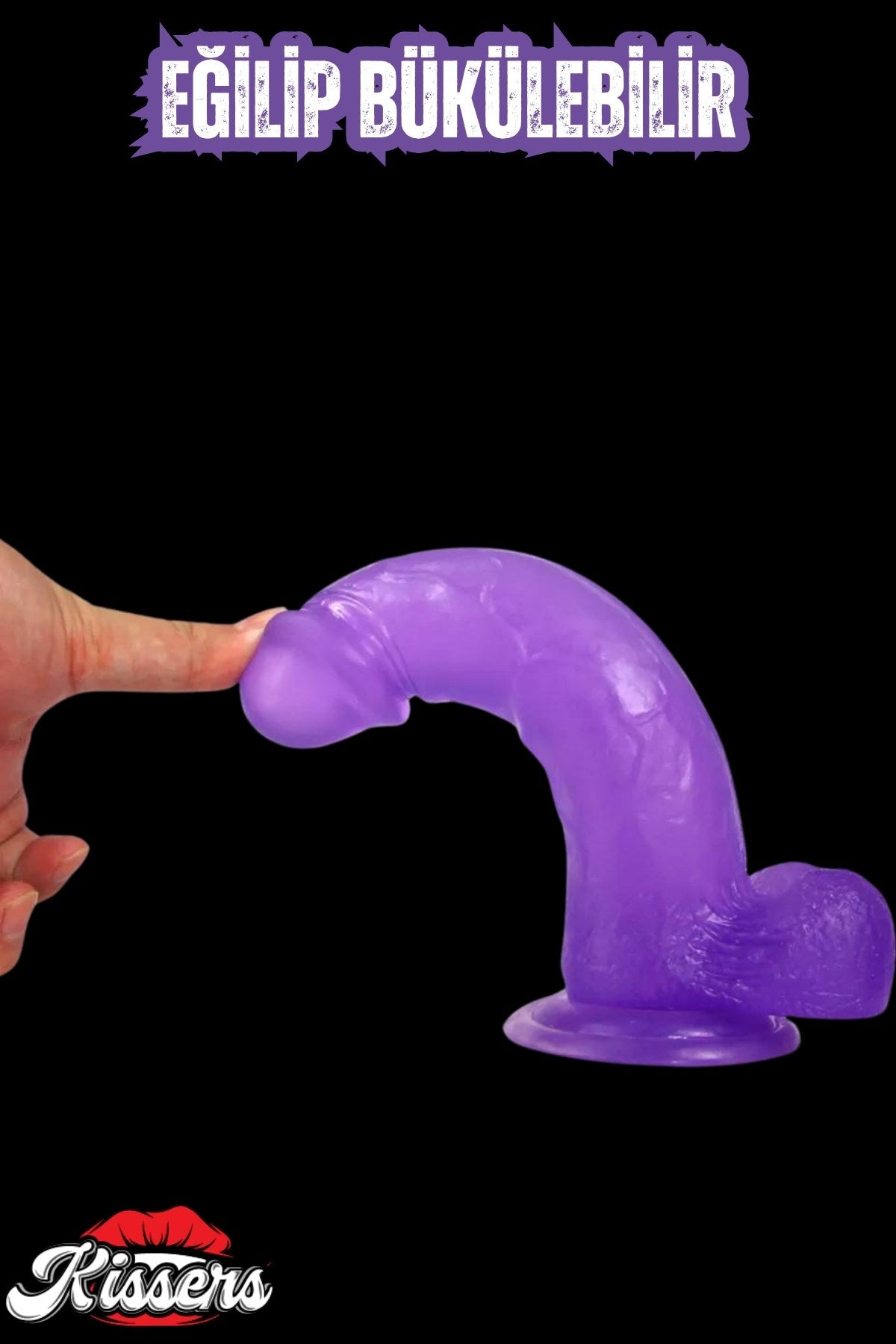 Cinsel Oyuncak Mor Renk Vantuzlanabilir Jel Dokusunda Ultra Yumuşak Realistik Penis Dildo 20.3 Cm