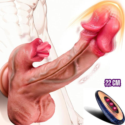 Çift Başlı Uzaktan Kumandalı İleri Geri Hareketli Isıtmalı Rotasyonlu Ten Renk Dildo Penis 23 Cm