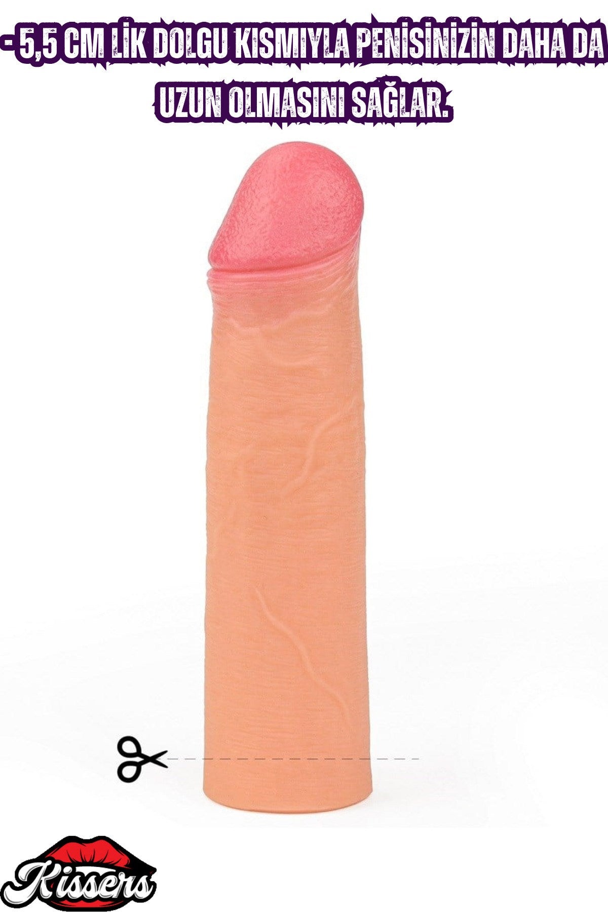 5.5 CM 18 CM Dolgulu Premium Silikon Ten Rengi Testissiz Penis Kılıfı