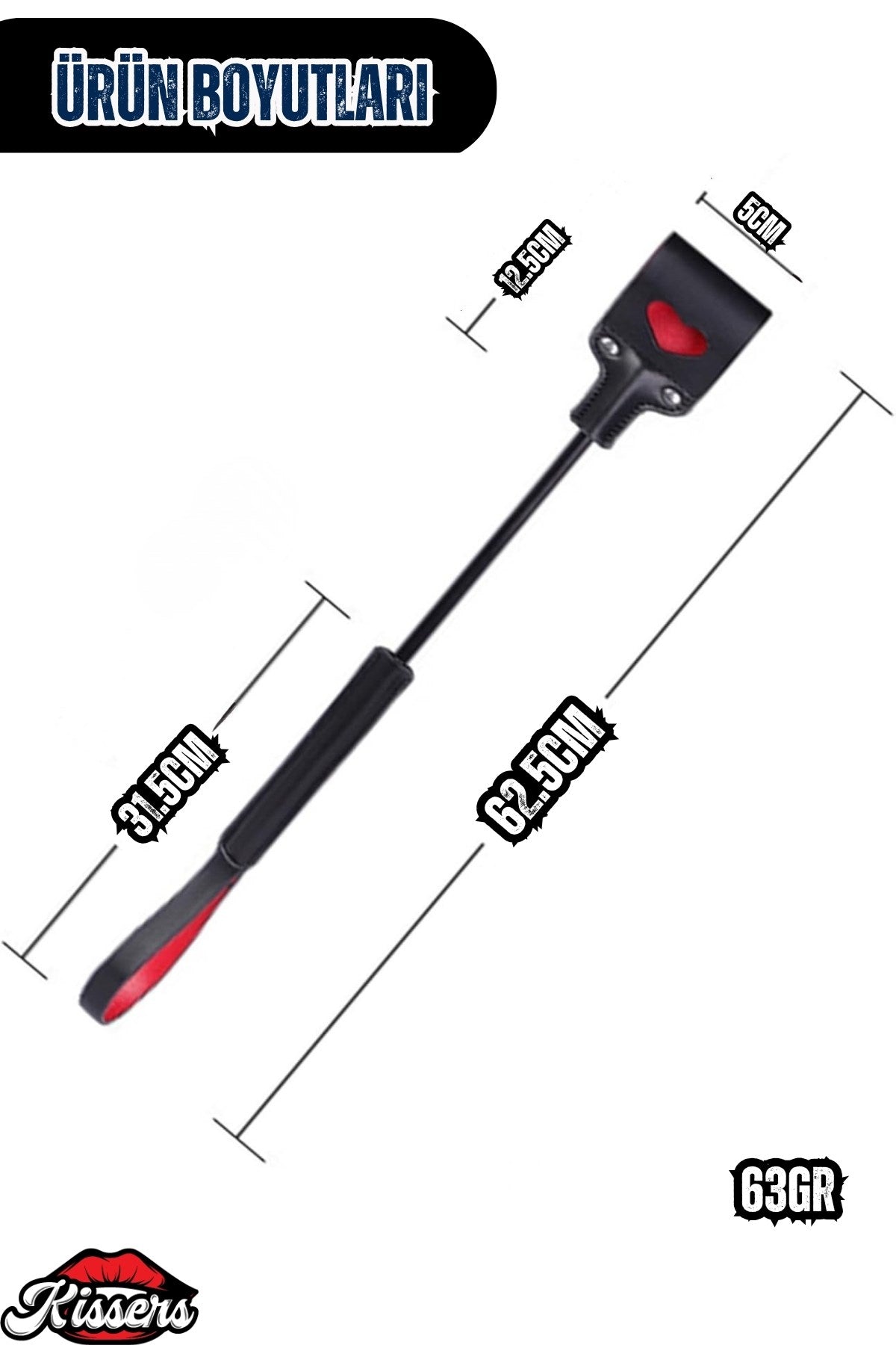 Bdsm Esnek Saplı Tutma Aparatlı Kalp Desenli At Kırbacı Deri Fantezi Kamçı Şaplak 64 Cm
