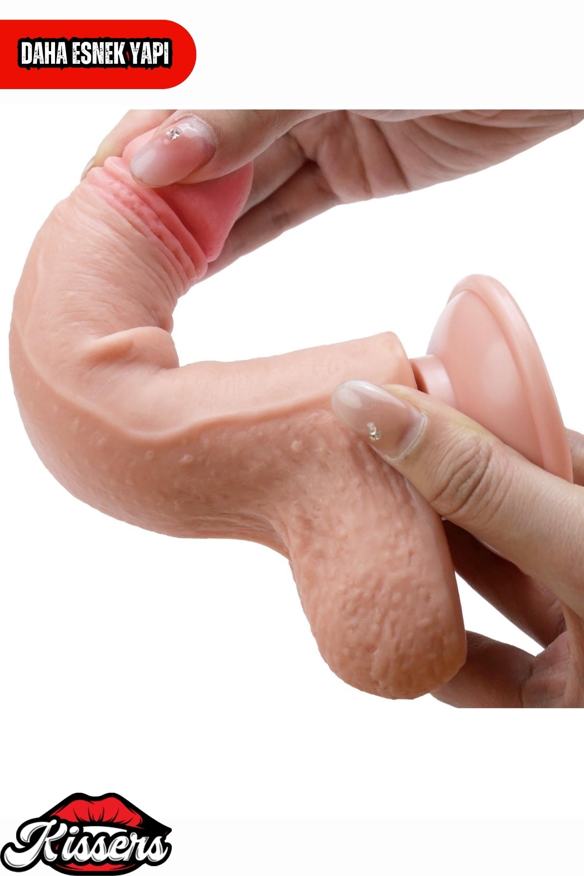 Kablolu Kumandalı Vantuzlu Güçlü Titreşimli Kayar Deri Skin Penis Dildo 17.5 cm