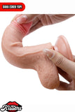 Kablolu Kumandalı Vantuzlu Güçlü Titreşimli Kayar Deri Skin Penis Dildo 17.5 cm