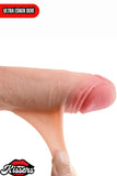 Kablolu Kumandalı Vantuzlu Güçlü Titreşimli Kayar Deri Skin Penis Dildo 17.5 cm
