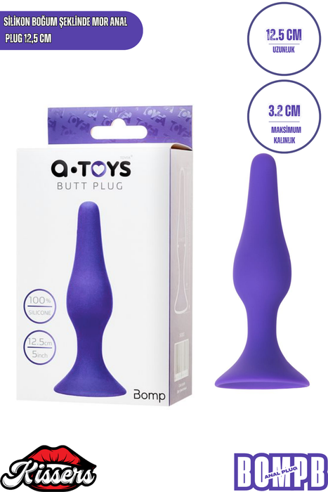 A-Toys Silikon Anal Plug 12,5 cm Mor Boğumlu Kavisli Vantuzlu Tasarım