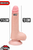 Kablolu Kumandalı Vantuzlu Güçlü Titreşimli Kayar Deri Skin Penis Dildo 17.5 cm
