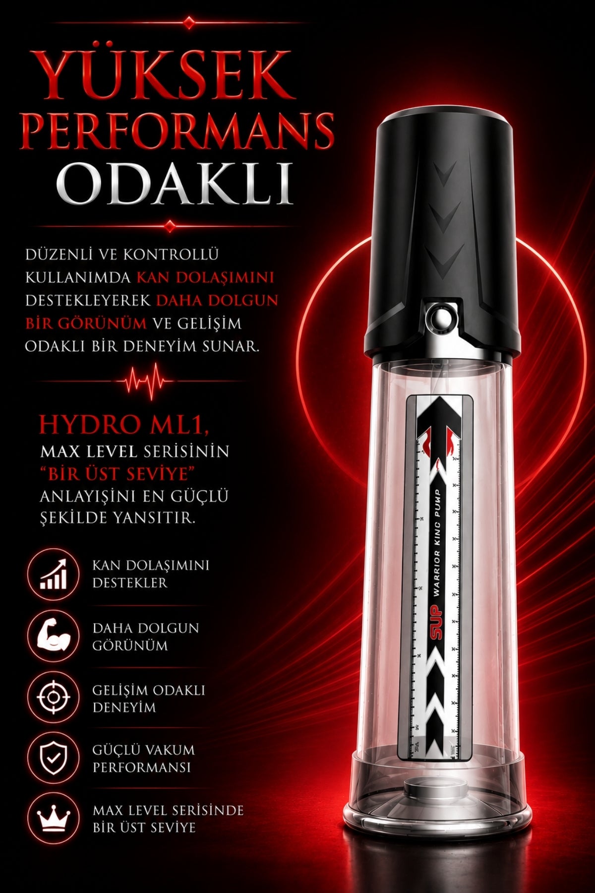Hydro ML 1 Büyük Hazneli Suyla Kullanılabilir Yüksek Performanslı Hydro Manuel Penis Pompası