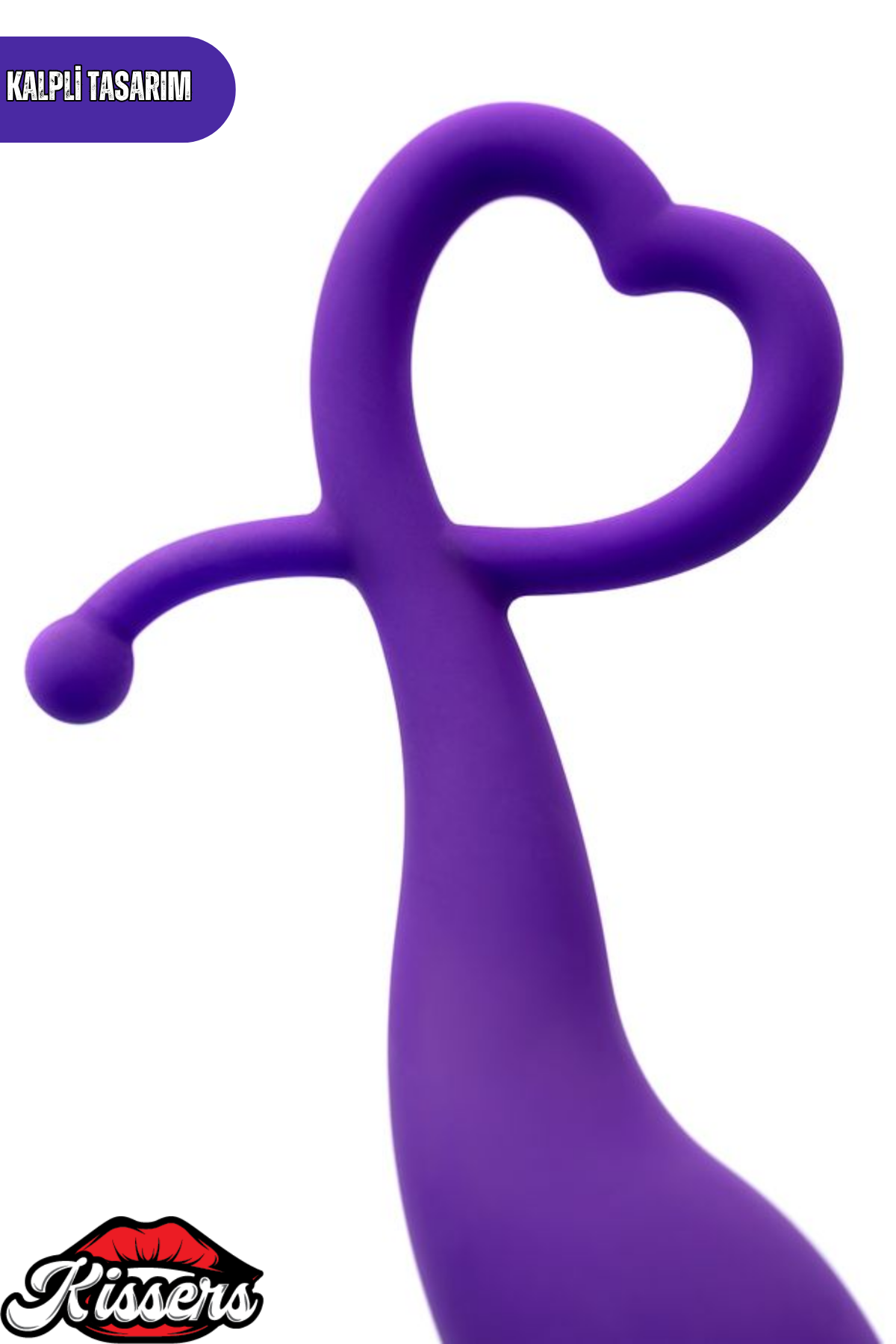 Wlap Kavisli Esnek Silikon Anal Plug 16 cm Mor Kalp Tabanlı Medikal Silikon