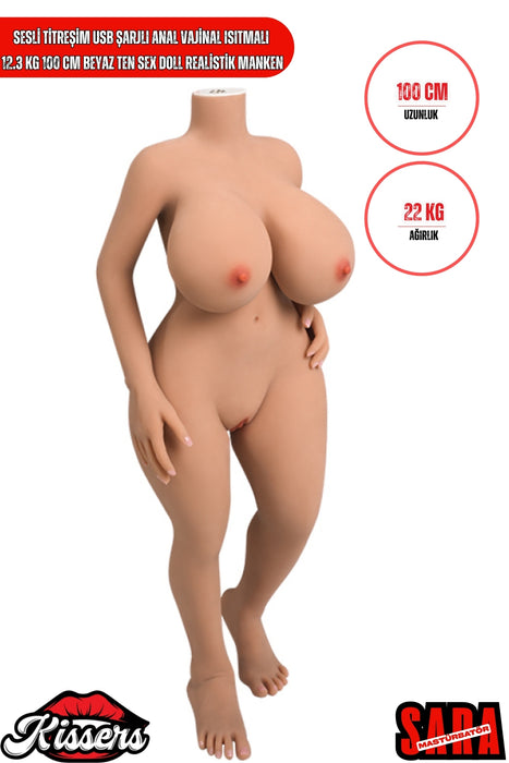 Sesli Titreşim Usb Şarjlı Anal Vajinal Isıtmalı 12.3 Kg 100 cm Beyaz Ten Sex Doll Realistik Manken 2