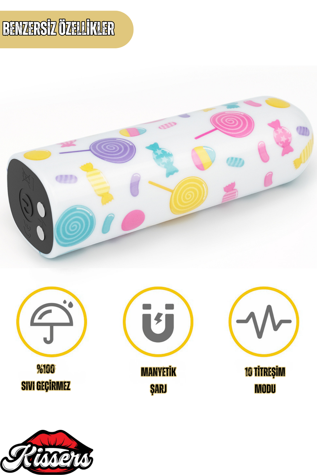 Lovetoy Lolipop Desenli Şarjlı Mini Vibratör Giyilebilir Güçlü Titreşimli Su Geçirmez Masaj Cihazı