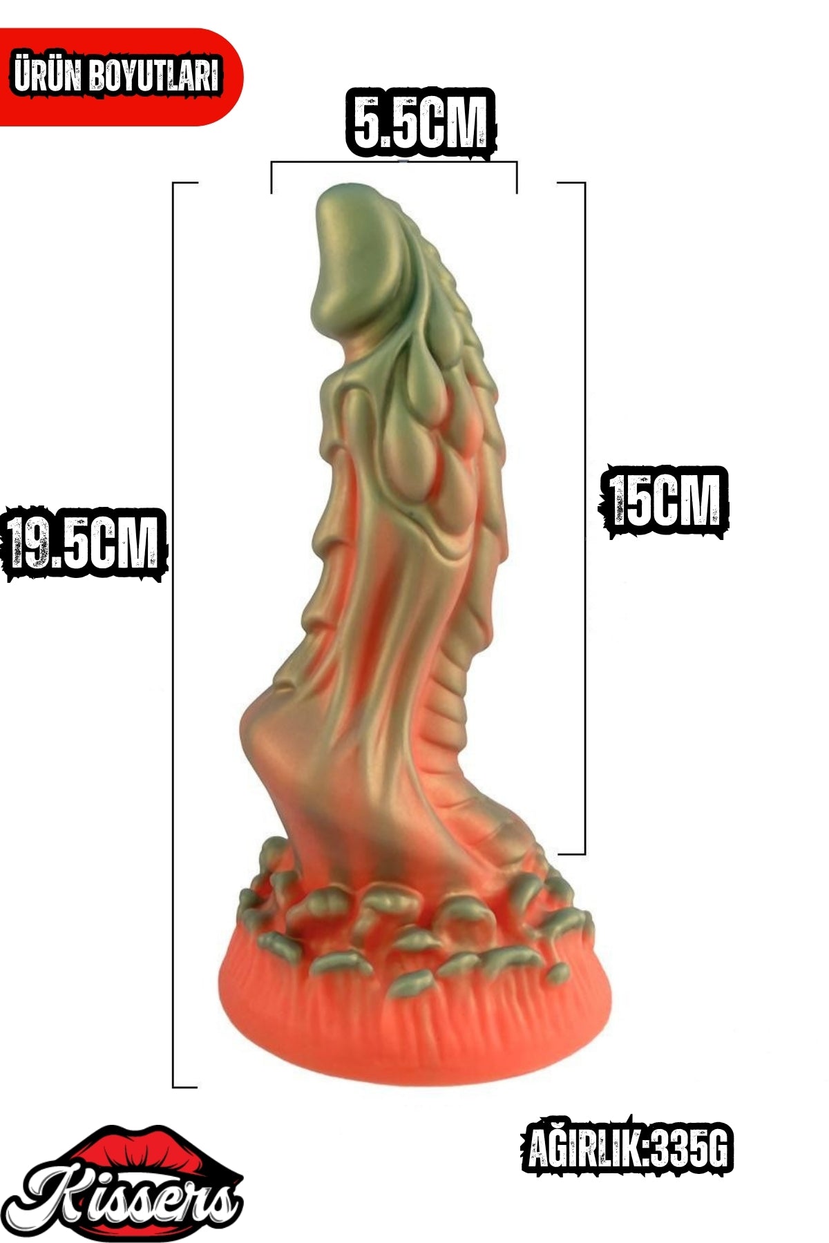Ultra Gerçekçi Büyük Boy Realistik Kalın Monster Bukrek Yeşil Dildo Yapay Penis 18.5 cm