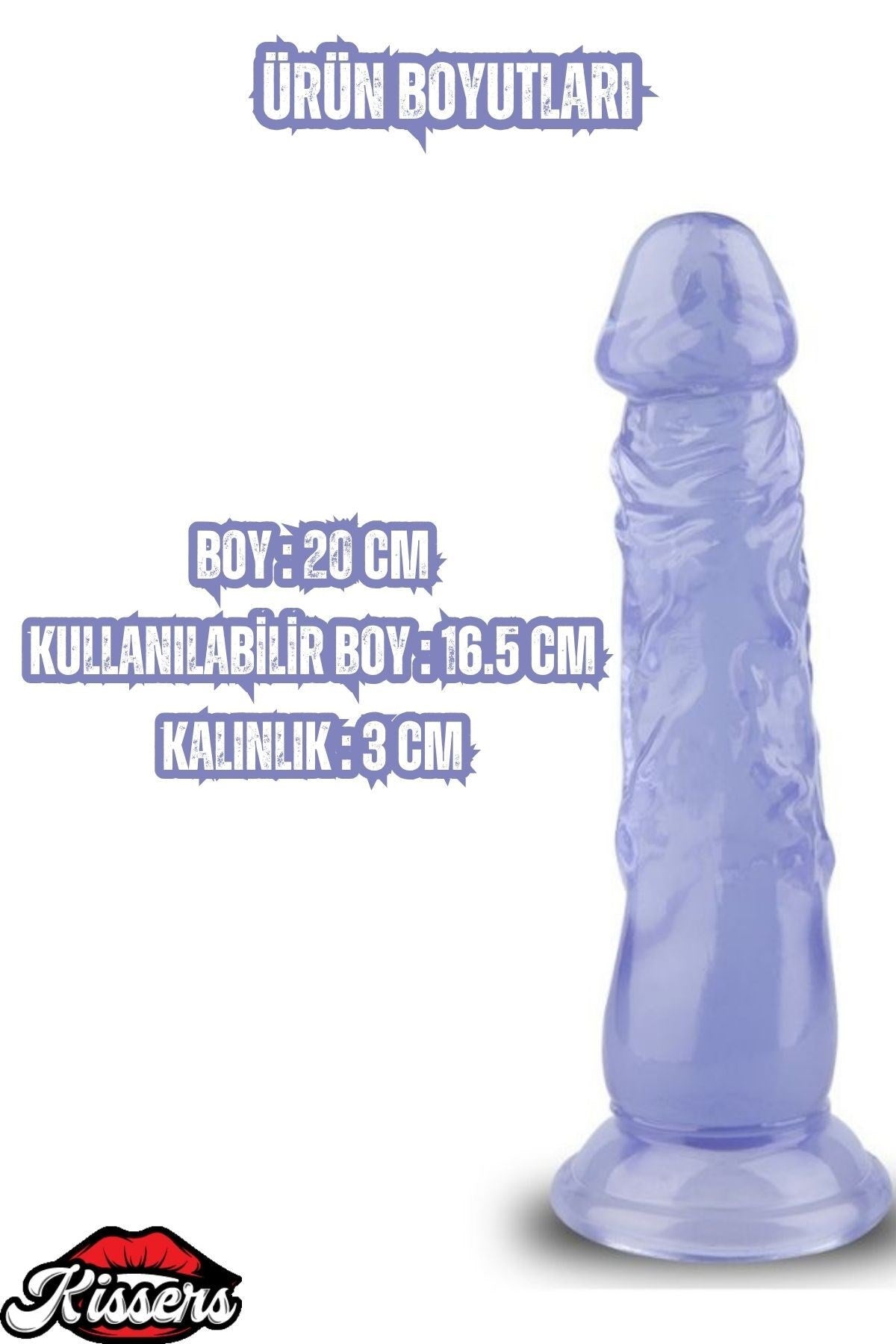 Ultra Realistik Damarlı Bükülebilir Vantuzlanabilir Jel Dokusunda Mavi Dildo Penis 20 Cm