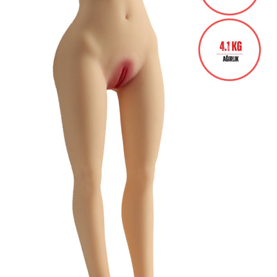 Titreşim Modlu Anal Vajinal Çift Girişli 4.1 Kg 57 cm Beyaz Ten Sex Doll Realistik Yarım Manken