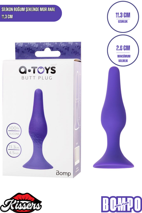 A-Toys Silikon Anal Plug 11,3 cm Mor Boğumlu Kavisli Vantuzlu Tasarım