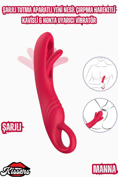 Manna Şarjlı Tutma Aparatlı Yeni Nesil Çırpma Hareketli Kavisli G Nokta Uyarıcı Vibratör