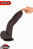 Hareketli Kayar Deri Çift Katmanlı Realistik Dildo Ultra Yumuşak Gerçekçi Titreşimli Zenci Yapay Penis 25 cm