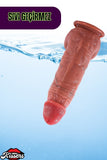 Ultra Yumuşak Damarlı Çift Katmanlı Silikon Gerçekçi Testisli Dildo Kalın Penis 22 Cm Roger
