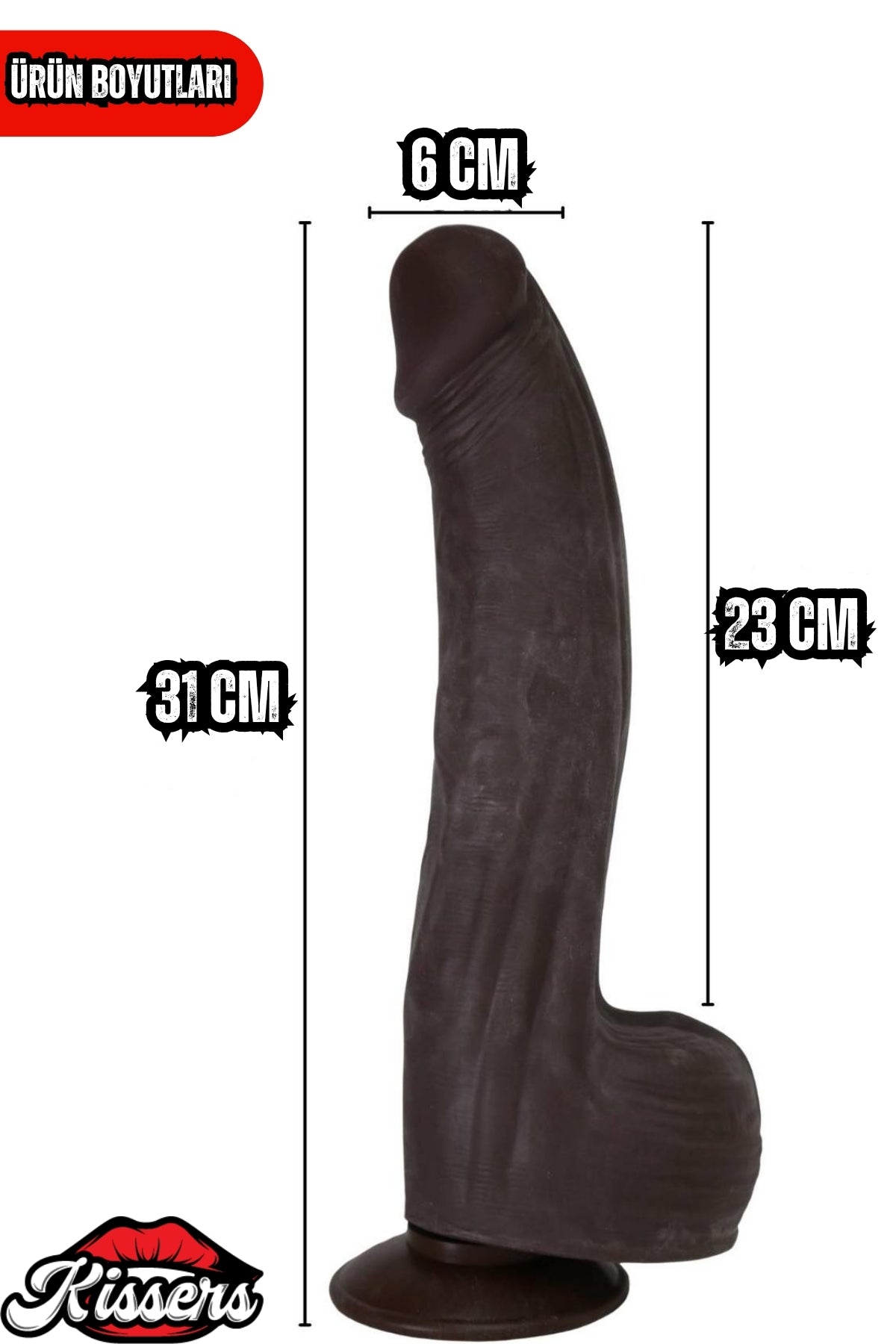 Mega Boy Hareketli Kayar Deri Çift Katmanlı Realistik Ultra Yumuşak Gerçekçi Titreşimli Yapay Penis 31 cm