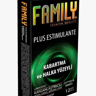 Family Plus Estimulante Kabartma Ve Halka Yüzeyli Doğal Lateks Prezervatif 52 Mm 12 Li